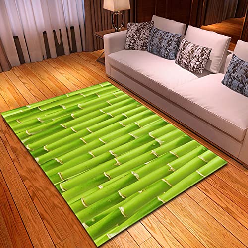 PEIHUODAN Grün Brauner Bambus 3D-Teppich für Wohnzimmer Kurzflor Schlafzimmer Teppich Küchenspüle rutschfeste Matte Anti Ermüdungs Weichbodenmatte Bamboo Kinderspielmatte Läufer (Grün,100x150 cm) von PEIHUODAN