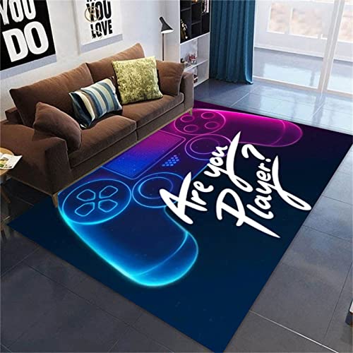 PEIHUODAN Kinderteppich Spiel Joystick 3D Hip Hop Spielkonsole Gamepad Schlafzimmer Wohnzimmer Großer Teppich mit Gymnastikmatte, Gaming Fußmatte rutschfest Videospiel Teenager (Farbe 3,120 x 180 cm) von PEIHUODAN