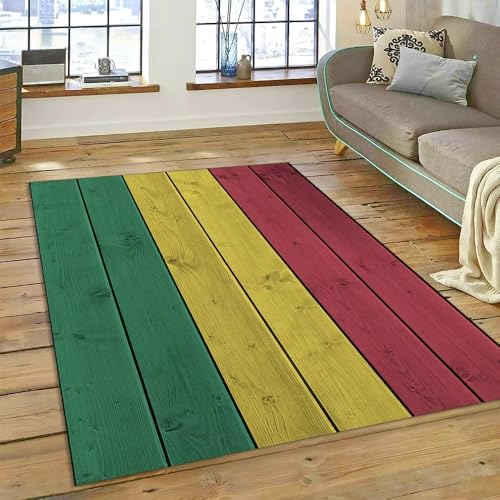 PEIHUODAN Mehrfarbiger 3D Teppich mit Holzmaserung, Weicher Flanellteppich für Wohnzimmer Schlafzimmer Arbeitszimmer Flur Badezimmer rutschfeste Waschbare Läufer-Bodenmatte (Color 1,50x80 cm) von PEIHUODAN