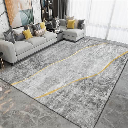 PEIHUODAN Minimalistischer Teppich Mit Geometrischen Linien Für Den Wohnbereich, Weicher Teppich Für Das Kinderzimmer Neben Dem Bett, Moderne Wohnaccessoire, rutschfeste Fußmatte (Farbe 2,50x80cm) von PEIHUODAN