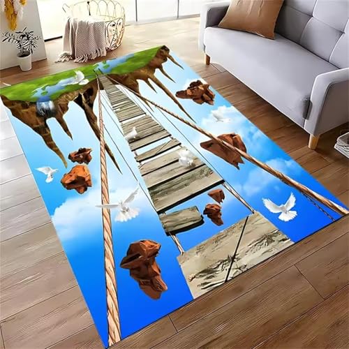 PEIHUODAN Moderne 3D-Visual-Sky-Teppiche, Dekorativer Pferderenn-Teppich Für Eine Coole Atmosphäre Für Jugendliche Kinder Gaming-Zimmer, Wohnzimmer Jungenzimmer Bettvorleger (Farbe 1,120x180cm) von PEIHUODAN