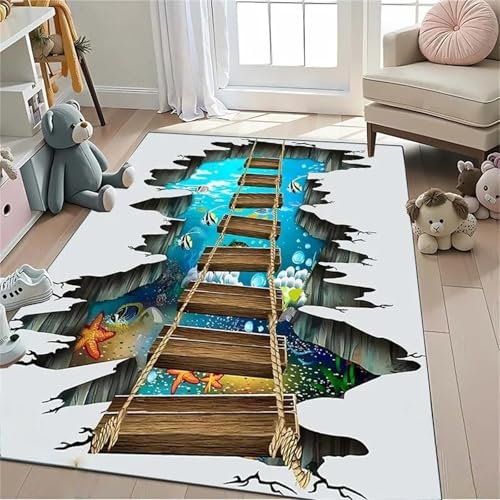 PEIHUODAN Moderne 3D-Visual-Sky-Teppiche, Dekorativer Pferderenn-Teppich Für Eine Coole Atmosphäre Für Jugendliche Kinder Gaming-Zimmer, Wohnzimmer Jungenzimmer Bettvorleger (Farbe 2,120x180cm) von PEIHUODAN