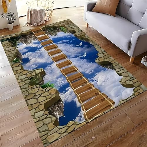 PEIHUODAN Moderne 3D-Visual-Sky-Teppiche, Dekorativer Pferderenn-Teppich Für Eine Coole Atmosphäre Für Jugendliche Kinder Gaming-Zimmer, Wohnzimmer Jungenzimmer Bettvorleger (Farbe 5,160x230cm) von PEIHUODAN