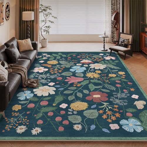 PEIHUODAN Moderner Blumen-Teppich, Bunten Schmetterlings-Blumen-Wohnzimmer-Carpet, Küchen-Esszimmer-Kaffeeplatz-Bodenmatte, Flur-rutschfeste Teppiche, Laufteppich, Schlafzimme (Colour 13,80x160cm) von PEIHUODAN