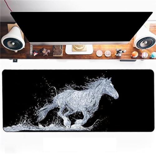 PEIHUODAN Pferd Tiere Muster Mauspad XXL/XL/L, Gaming-Mauspad, Mauspad mit Anti-Rutsch-Gummi-Boden, für Büro, genäht Kanten Mauspad, Desktop-Matte, Laptop Desk Mat (300X800X3mm,Farbe5) von PEIHUODAN