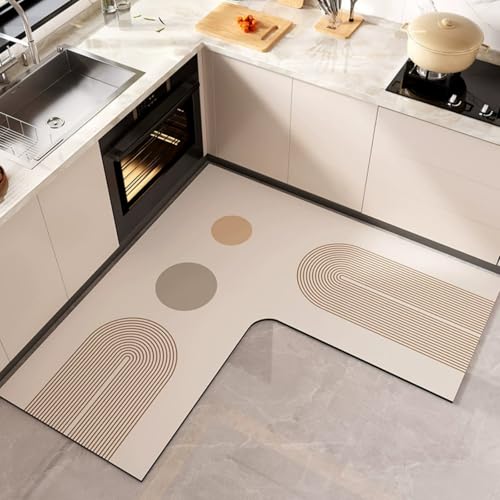 PEIHUODAN Rose Geometrie Küche Teppich rutschfest Kieselgur L-förmig Küchenläufer Schnelltrocknend Küchenteppich Absorbierend Läufer Teppich Küchenmatte Schmutzfangmatte Drain Pad, 70x45 cm, Style 5 PEIHUODAN Rose Geometrie Küche Teppich rutschfest Kieselgur L-förmig Küchenläufer Schnelltrocknend Küchenteppich Absorbierend Läufer Teppich Küchenmatte Schmutzfangmatte Drain Pad, 70x45 cm, Style 5 von PEIHUODAN