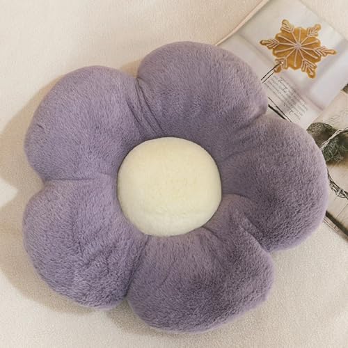 PEIHUODAN Süße Blumenkissen Für Die Raumdekoration, Schlafzimmersofa-Leseecke, Gänseblümchenkissen Für Kinder Und Mädchen, Ästhetische Plüschkissen in Blumenform, Süße Raumdekoration (Purple,50x50cm) von PEIHUODAN