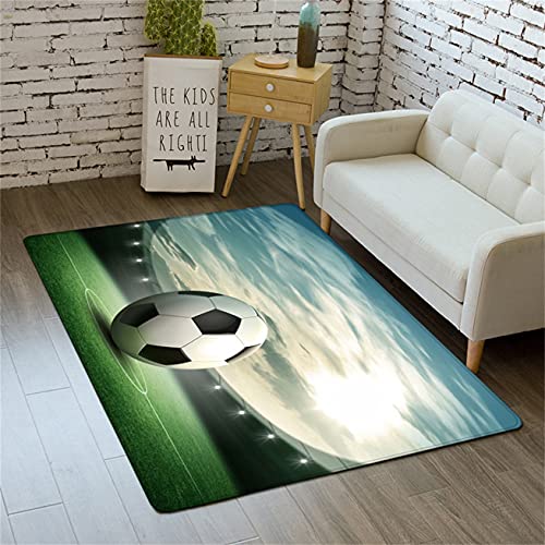 PEIHUODAN Teppich Wohnzimmer Kinderzimmer Matte Graffiti Fußball Schlafzimmer Teppich Teen Boy Anti-Rutsch Sportteppiche Decken Fußmatte Badematte Yogamatte Nachttisch Teppich (Grau,140 x 200 cm) von PEIHUODAN