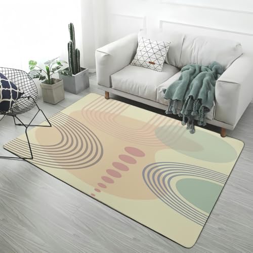 PEIHUODAN Teppich Wohnzimmer Kurze Haare Flauschig Einfachheit Geometrie Blüten Blätter Design, Weich Und rutschfest Teppich Geeignet Für Schlafzimmer, Arbeitszimmer, Badematte (Color 2,160x200 cm) von PEIHUODAN