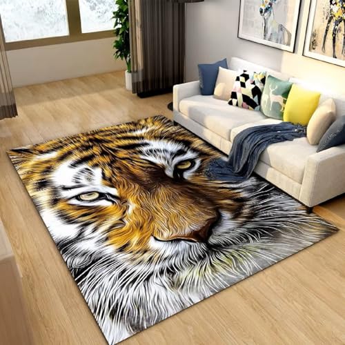 PEIHUODAN Tierfell, Dschungel-Tiger-3D-Print-Schlafzimmerteppich, Weiche, rutschfeste Flanell-Bodenmatte Zur Wohnzimmerdekoration (Farbe 6,80x160cm) von PEIHUODAN