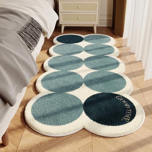 PEIHUODAN Weicher Plüsch Teppich – Flauschige Nachttischmatte, Dekorativer Teppich für Wohnzimmer Schlafzimmer Badezimmer, Dekoration für Mädchenzimmer, Nachttisch Läufer (Blau,60x120 cm) von PEIHUODAN