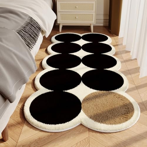 PEIHUODAN Weicher Plüsch Teppich – Flauschige Nachttischmatte, Dekorativer Teppich für Wohnzimmer Schlafzimmer Badezimmer, Dekoration für Mädchenzimmer, Nachttisch Läufer (Schwarz,50x120 cm) von PEIHUODAN