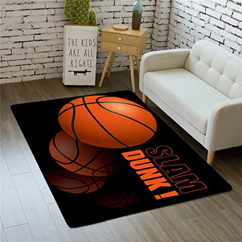 Sport-Basketball Teppich Plüsch Teppich Königin Wohnzimmer Schlafzimmer moderne Wohnkultur braun Basketball Sternenblau Kinder Jungen Herrenzimmer Nachttisch Läufer Fußmatte (Farbe 1,100x150 cm) von PEIHUODAN