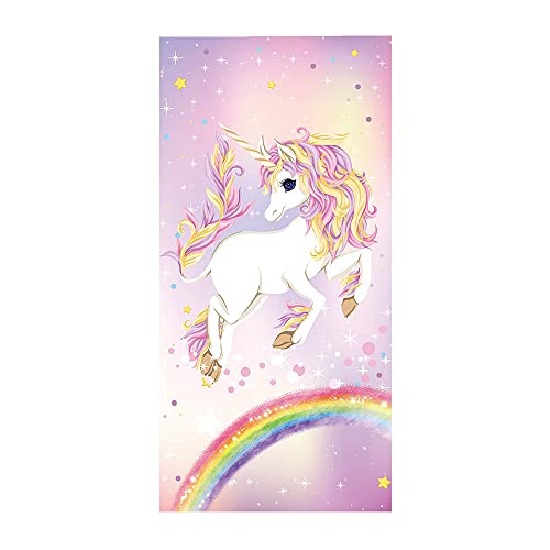 Strandtuch Kinder Mädchen Teenager Einhorn Motiv Groß xxl Microfaser Strandtücher Bunt Rosa Regenbogen Pferd Tier Muster Handtuch Badetuch Stranddecke Surfen Sommer Kuscheldecke (B,150x200 cm) von PEIHUODAN