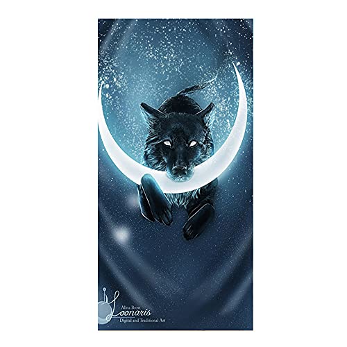 Strandtuch Microfaser Extra Groß 3D Muster XL XXL Frottee Kinder Teenager Jungen Herren Bunt Tiger Löwe Wolf Tier Motiv Handtuch Badetuch Stranddecke Surfen Schwimmen Kuscheldecke (100x200 cm,Blau) von PEIHUODAN