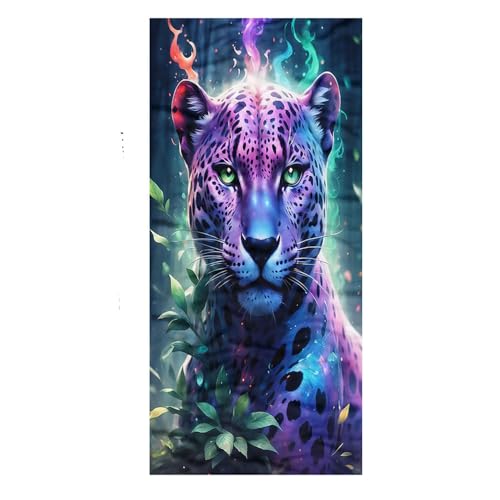 Strandtuch XXL Microfaser Groß Herren Kinder 3D Tiger Wolf Leopard Tier Handtuch Badetuch Schnelltrocknend Strand Duschtuch Strandlaken Saunahandtuch Fitness Kuscheldecke (100x200 cm,Violett) von PEIHUODAN