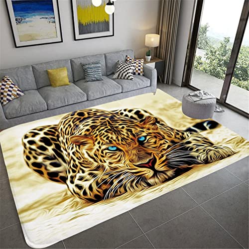 Teppich für Wohnzimmer Schlafzimmer 3D Tier Tropischer Dschungel Tiger Löwe Leopard Design Moderne Teppich Nachttisch Teppich Küche Teppich Doormat Badezimmer Matte Läufer (Farbe 1,100x120 cm) von PEIHUODAN