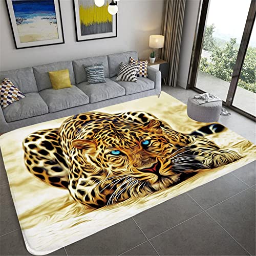 Teppich für Wohnzimmer Schlafzimmer 3D Tier Tropischer Dschungel Tiger Löwe Leopard Design Moderne Teppich Nachttisch Teppich Küche Teppich Doormat Badezimmer Matte Läufer (Farbe 1,140x200 cm) von PEIHUODAN