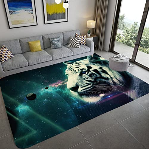 Teppich für Wohnzimmer Schlafzimmer 3D Tier Tropischer Dschungel Tiger Löwe Leopard Design Moderne Teppich Nachttisch Teppich Küche Teppich Doormat Badezimmer Matte Läufer (Farbe 6,100x120 cm) von PEIHUODAN