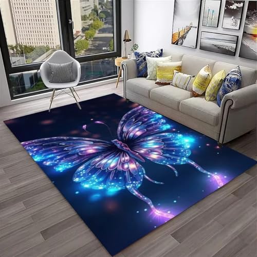 Traumhaft Schmetterling Sternenlicht Blau Violett Bereich Teppich Modern Dekoration Flanell rutschfest Teppich für Wohnzimmer Schlafzimmer Arbeitszimmer Spielzimmer, Badematte, 80x160 cm, Color1 Traumhaft Schmetterling Sternenlicht Blau Violett Bereich Teppich Modern Dekoration Flanell rutschfest Teppich für Wohnzimmer Schlafzimmer Arbeitszimmer Spielzimmer, Badematte, 80x160 cm, Color1 von PEIHUODAN