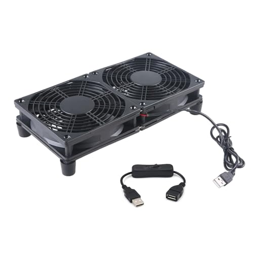 PEILINZE Router Cooling Fan,Router Cooling Fan For Radiator Fan Base Bracket Twin Fan USB 5V2A Power 240mm Stand Holder von PEILINZE