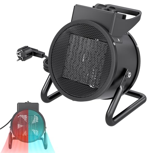 PEILU PTC Keramik Heizlüfter Elektrische Heizstrahler 2 Heizstufen + Ventilatorfunktion Elektroheizkörper mit Überhitzungsschutz & Thermostat Heizgebläse für Werkstatt Garage Zelt (2000W, Schwarz) von PEILU