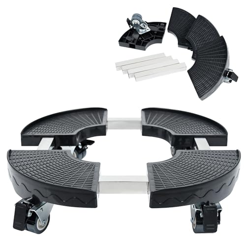 PEILU Pflanzenroller Outdoor Ø39-52cm Pflanzen Untersetzer mit 360° Drehbare Rollen Blumen Rollbrett bis 300KG Gefäßroller für Sonnenschirmständer, Mülleimer, Regentonne, Pflanzentopf (Schwarz) von PEILU