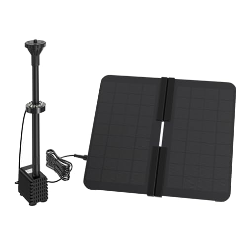 PEILU Solar Springbrunnen 12V / 20W Solarbrunnen Pumpe mit Faltbare Solarpanel & Düsen Mini Brunnenpumpen Gartendeko Teichpumpe für Gartenteiche Wasserspiel Fontäne Fischbecken Vogeltränke von PEILU