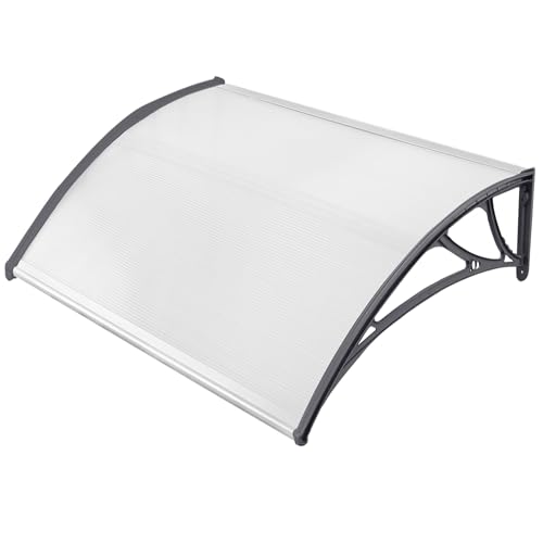 PEILU Vordach für Haustür Wetterfeste Überdachung Haustürdach aus Polycarbonat Platten & Kunststoff-Stahl Rahmen Außen Pultvordach Bausatz Pavillion für Eingangstür & Fenster (150x100cm) von PEILU
