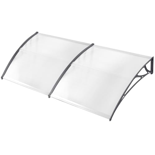 PEILU Vordach für Haustür Wetterfeste Überdachung Haustürdach aus Polycarbonat Platten & Kunststoff-Stahl Rahmen Außen Pultvordach Bausatz Pavillion für Eingangstür & Fenster (200x100cm) von PEILU