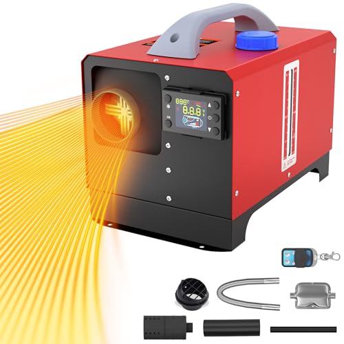 PEILUN 8KW Diesel Standheizung 12V Luft Dieselheizung mit Fernbedienung Air Diesel Heizung Set mit LCD Monitor& Schalldämpfer Heizöfen für Wohnmobile Auto LKW RV Boote (Type C, Rot) von PEILU
