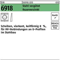 Unterlegscheibe DIN 6918 ÜH vierkant keilförmig 25 Stahl C45 feuerverzinkt von PEINER