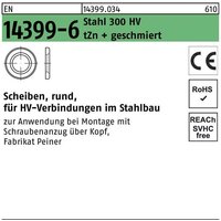 Peiner - Scheibe en 14399-6 rund 22 (23x39x4) Stahl 300 hv feuerverzinkt geschmiert von PEINER