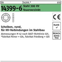 Scheibe en 14399-6 rund 12 (13x24x3) Stahl 300 hv feuerverzinkt von PEINER