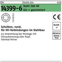 Peiner - Scheibe en 14399-6 rund 12 (13x24x3) Stahl 300 hv feuerverzinkt geschmiert von PEINER