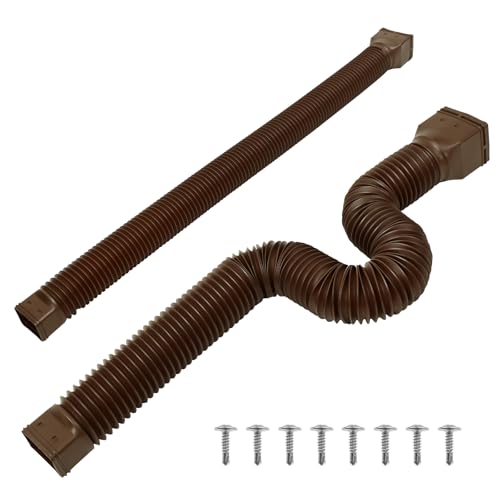 2 Stück Dachrinne Flexible Fallrohr Verlängerung 49 bis 152cm Fallrohrverlängerungen Flexibel Rund Ausziehbare Fallrohr Erweiterungsset für Rasenflächen, Höfe, Terrassen (Braun) von PEIZHIYC