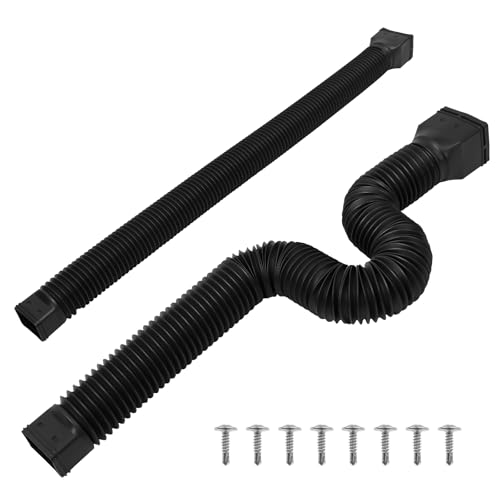 2 Stück Dachrinne Flexible Fallrohr Verlängerung 49 bis 152cm Fallrohrverlängerungen Flexibel Rund Ausziehbare Fallrohr Erweiterungsset für Rasenflächen, Höfe, Terrassen (Schwarz) von PEIZHIYC