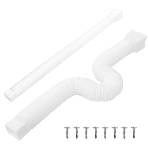 2 Stück Dachrinne Flexible Fallrohr Verlängerung 49 bis 152cm Fallrohrverlängerungen Flexibel Rund Ausziehbare Fallrohr Erweiterungsset für Rasenflächen, Höfe, Terrassen (Weiß) von PEIZHIYC
