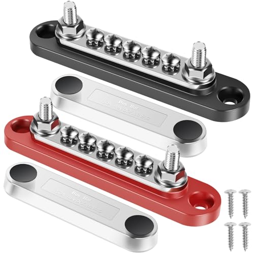 2 Stück Sammelschiene Verteilerblock 12V Kupfer Sammelschiene mit 2x M6 5x M4 Bolzen Sammelschienenklemme 300V AC Busbar Verteiler Stromverteilerblock für Autos Wohnmobile Marine Solar von PEIZHIYC
