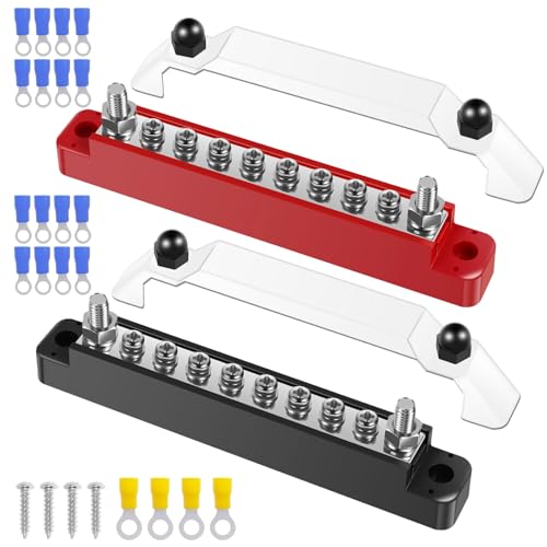 2 Stück Sammelschiene Verteilerblock 12V Kupfer Sammelschiene mit 2x M6 8x M4 Bolzen Verteilerblock 130A AC 150A DC Busbar Verteiler Stromverteilerblock für Autos Wohnmobile Marine Solar von PEIZHIYC