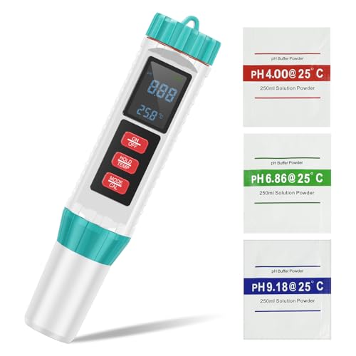 5 in 1 PH Messgerät TDS Messgerät für pH/TDS/EC/Temperatur PH-Tester mit LCD Hintergrundbeleuchtung Multifuctional Wasser Tester Digital für Trinkwasser Pool Schwimmbad Aquarium von PEIZHIYC