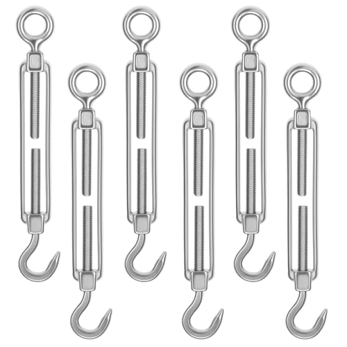 6 Stück Seilspanner Edelstahl M6 Spannschloss mit Haken und Öse, Verstellbare Drahtseil Spanner M6 Sonnensegel Spanner Drahtspanner für Sonnensegel, Gespannte Seil, Gartendraht, Wäscheleine 6 Stück Seilspanner Edelstahl M6 Spannschloss mit Haken und Öse, Verstellbare Drahtseil Spanner M6 Sonnensegel Spanner Drahtspanner für Sonnensegel, Gespannte Seil, Gartendraht, Wäscheleine von PEIZHIYC
