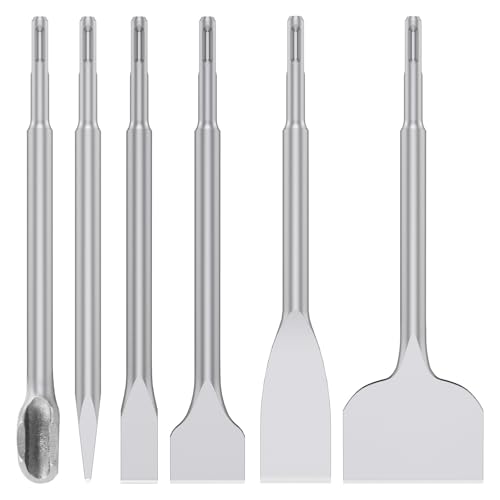 6 tlg SDS Plus Meißel Set, Fliesenmeißel für Bohrhammer 250/260mm Spatmeißel Hammer Meißel Set für Beton, Mauerwerk, Fliesen, Fliesenkleber, Naturstein 6 tlg SDS Plus Meißel Set, Fliesenmeißel für Bohrhammer 250/260mm Spatmeißel Hammer Meißel Set für Beton, Mauerwerk, Fliesen, Fliesenkleber, Naturstein von PEIZHIYC