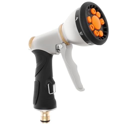 Gartenbrause Garten Handbrause mit 9 Sprühbild und Einstellbarer Wasserdurchfluss Garten Spritzpistole Einhandbedienung Hochdruck Bewässerungspistolen für Bewässerung Rasen Autowaschen Haustier Baden von PEIZHIYC
