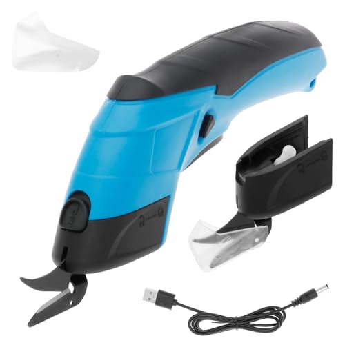 Kartonschneider Elektrische Schere 3.6V Teppichschneider mit 2.0Ah Batterie und 2xMesser Wiederaufladbar Papierschneider Kabellose Elektrische Stoffschere für Papier Karton Leder Teppich PVC von PEIZHIYC