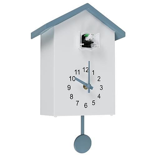 PEIZHIYC Kuckucksuhr, modern, 25 x 15 x 9 cm, Kuckucksuhr, mit Pendel, Volumen, verstellbar, minimalistisch, für Haus, Schlafzimmer, Büro, Wohnzimmer (grau) von PEIZHIYC