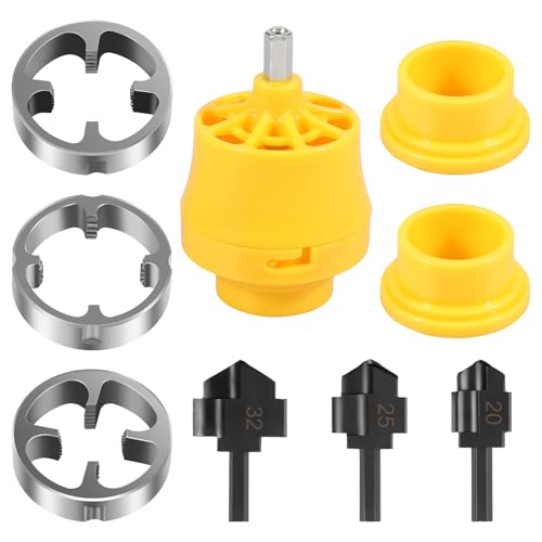 PVC Pipe Threader 1/2" 3/4" 1" Pipe Threading Tool Pipe Threader Kit Rohrgewindeschneider Npt Gewindeschneider Set für PVC-Rohre Kunststoffrohre Wasserrohre PVC Pipe Threader 1/2" 3/4" 1" Pipe Threading Tool Pipe Threader Kit Rohrgewindeschneider Npt Gewindeschneider Set für PVC-Rohre Kunststoffrohre Wasserrohre von PEIZHIYC