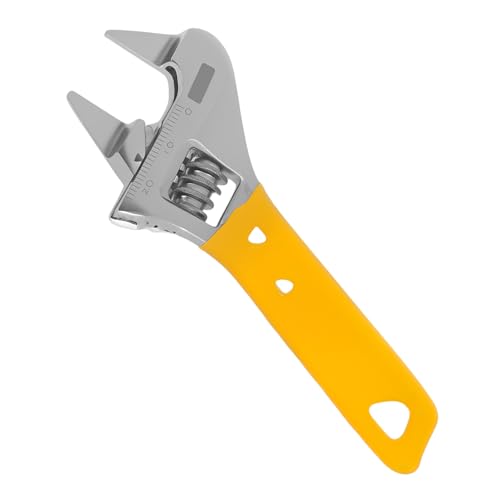 Schraubenschlüssel Verstellbarer Rollgabelschlüssel aus Chrom-Vanadium Stahl Länge 120mm Einmaulschlüssel mit Gummigriff Adjustable Wrench zur Reparatur von Klimaanlagen Badezimmern Fahrzeugen (120mm) von PEIZHIYC
