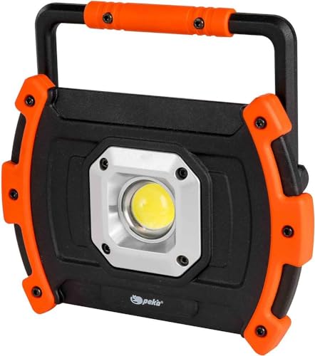 LED Strahler | 10W und 1000 lm | 4400 mAh Lithium-Akku | 2 Intensitäten | 3 bis 6 Stunden Betriebsdauer | USB-Anschluss und Ladekabel | Arbeitsleuchte mit Powerbank-Funktion | Peka W050 von PEKA