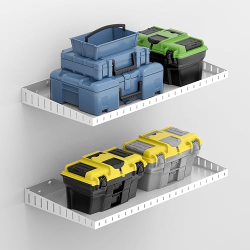 PEKGRIL Garagen-Wandregal, 3 x 60 cm, robustes Garagenregal, Wandmontage, Lagerregale für Waschküche, Schrank, hält bis zu 68 kg, Weiß, 2 Stück PEKGRIL Garagen-Wandregal, 3 x 60 cm, robustes Garagenregal, Wandmontage, Lagerregale für Waschküche, Schrank, hält bis zu 68 kg, Weiß, 2 Stück von PEKGRIL